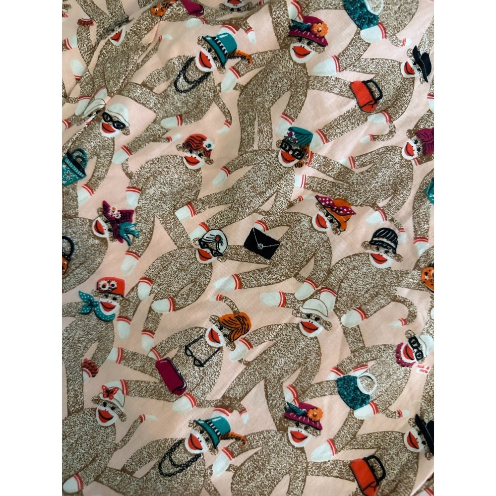 Nick & Nora Pajama Pants Womens L Sock Monkey Shopping Print Pink Cotton Sleepwe - Picture 3 of 5